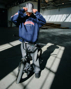 Hoodie - Navy Blau rot-weiss
